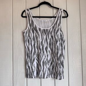 NWT Calvin Klein Zebra Print Sequin Tank Top